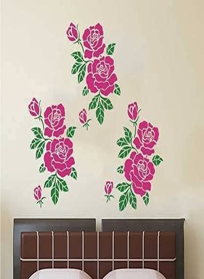 ARandNJ Combo Stencil for Wall Painting (Size:-16X24 Inch) Theme:- Rose DIY Reusable Painting Design Suitable for Bedroom,Living Room (Pack of 1) - Image 3